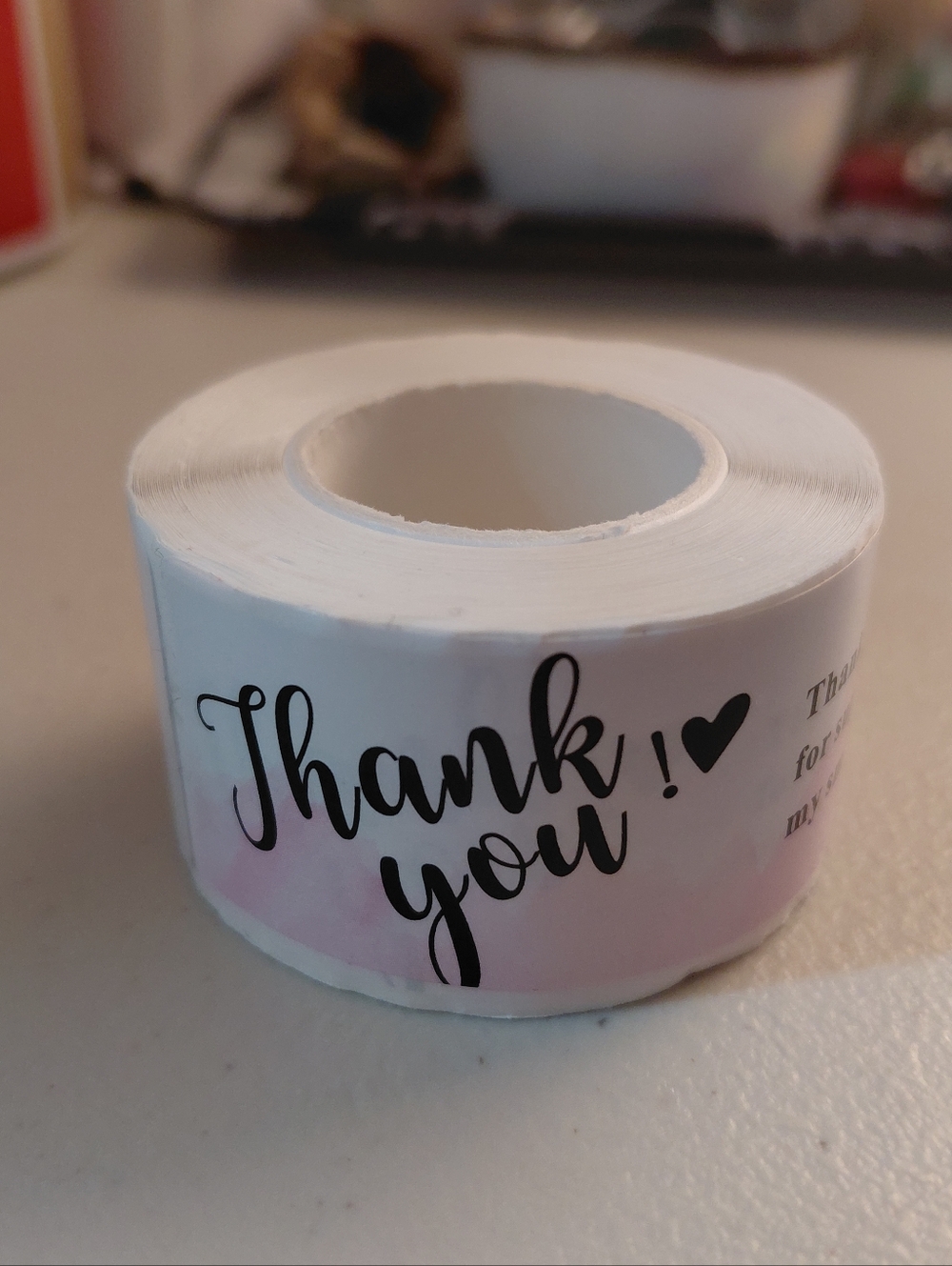 120ct.  Pink Watercolor Thank You Labels Bonus 3 Random Polymailers - Picture 3 of 4